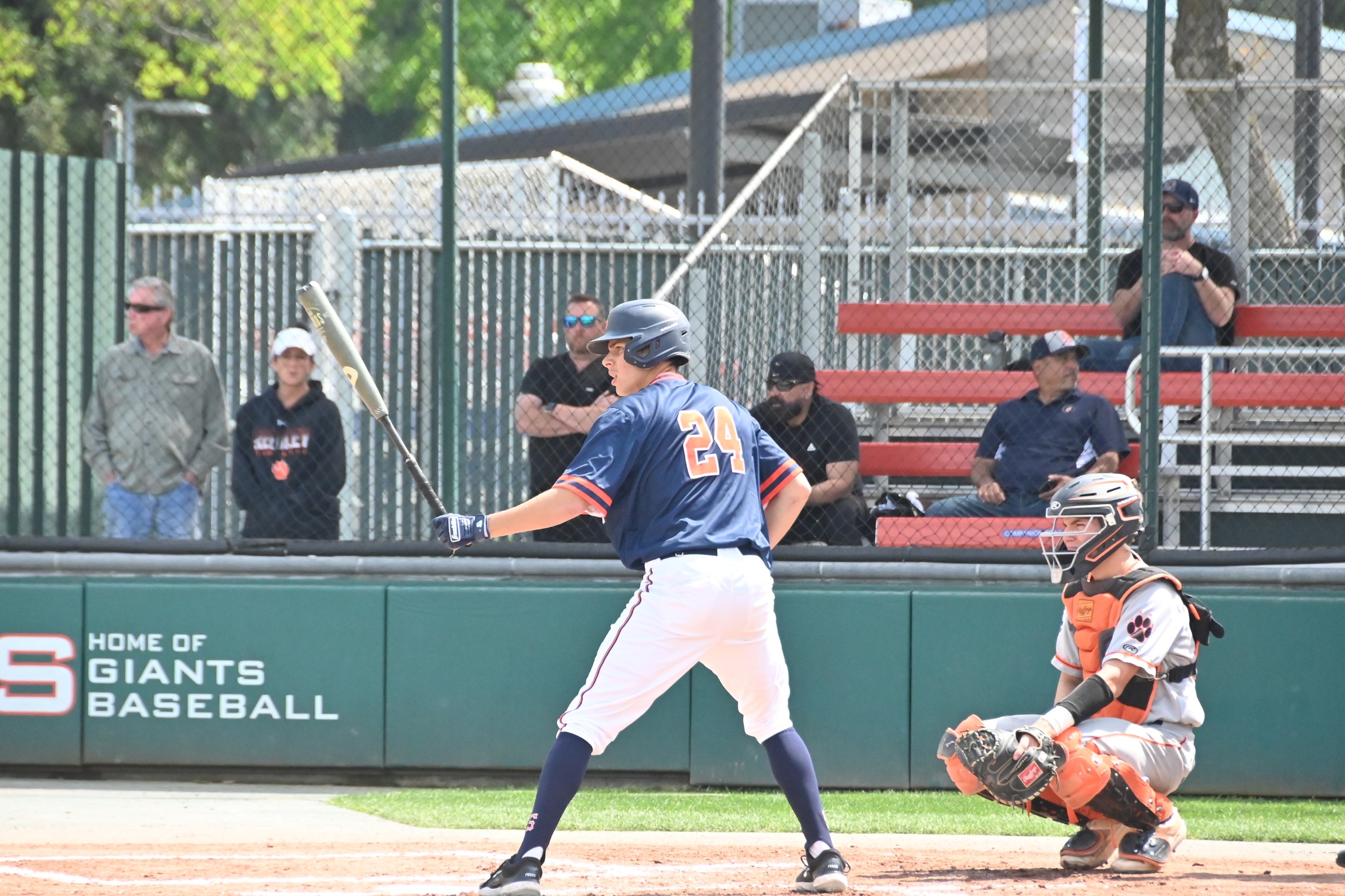 College of the Sequoias' outfielder Kaleb Castanon in the game against Reedley College on April 17, 2024.

Credit: Norma Foster / COS Athletics
