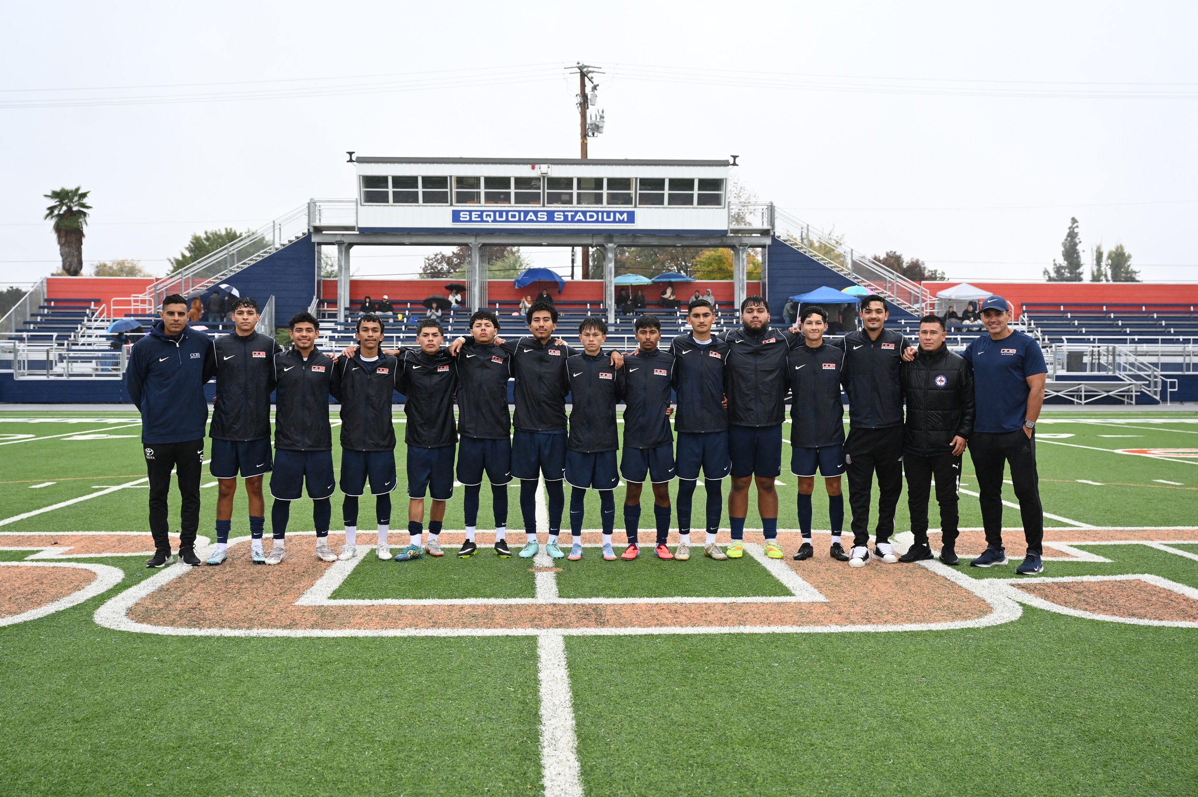 College of the Sequoioas' men's soccer sophomores honored before their Sophomore Day game versus Fresno City College on November 14, 2025. (Norma Foster / COS Athletics)