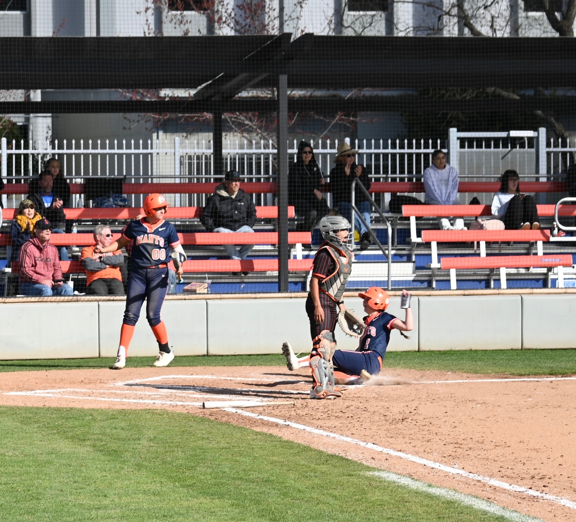 College of the Sequoias' Madisyn Benedict (1) scoring in the game versus Reedley College on March 6, 2025. (Photo Credit: Norma Foster / COS Athletics)
