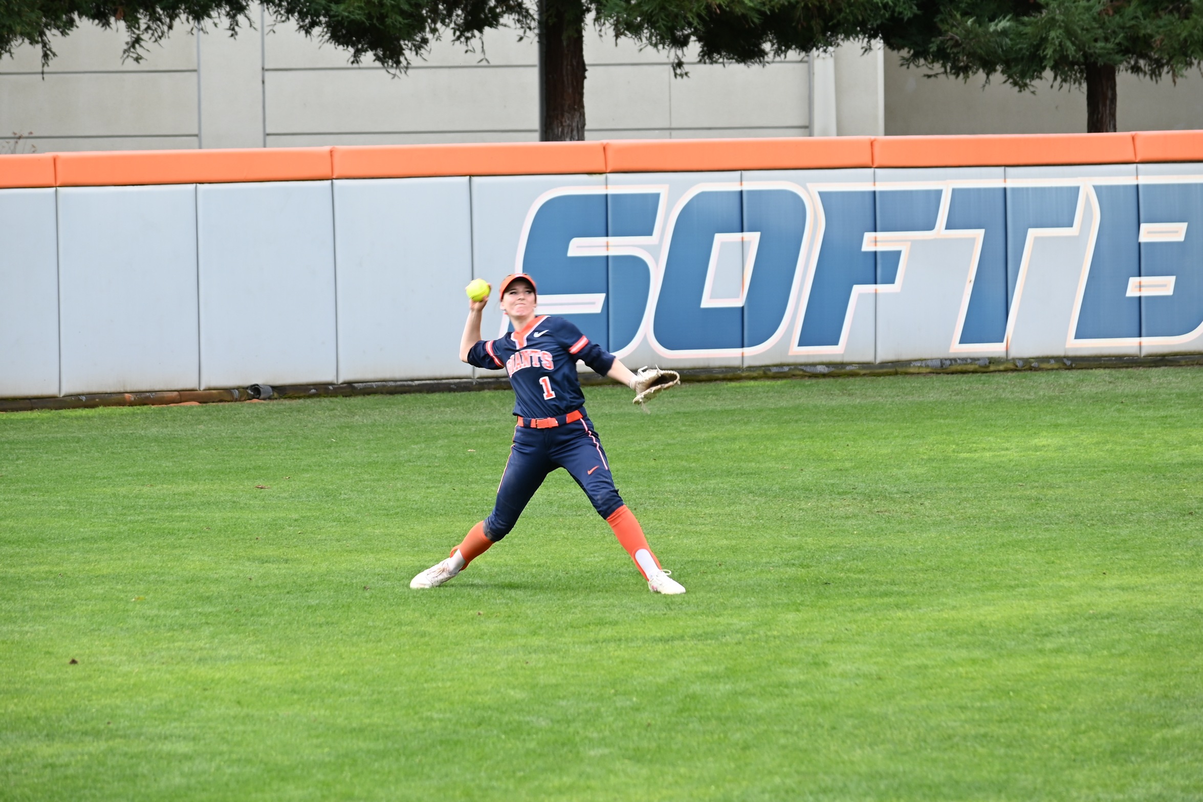 College of the Sequoias' Madisyn Benedict (1) making a throw in a game earlier this season versus Bakersfield College on February 19, 2026. (Norma Foster / COS Athletics)