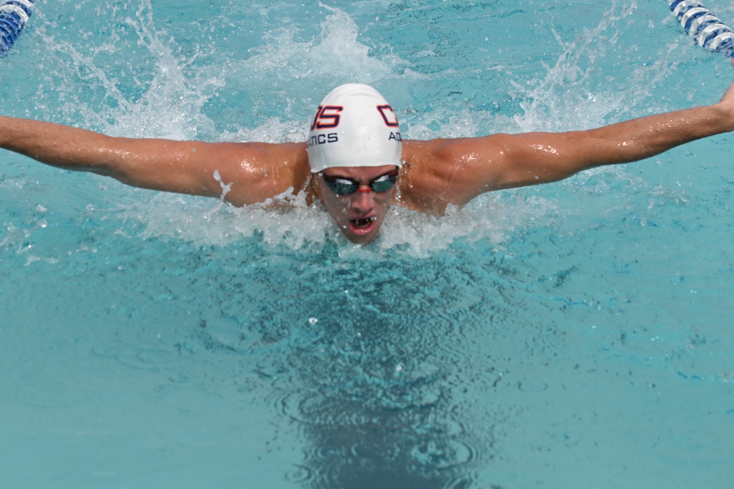 College of the Sequoias' Trent Regier in the 200 fly at the COS Invite on February 28, 2025.