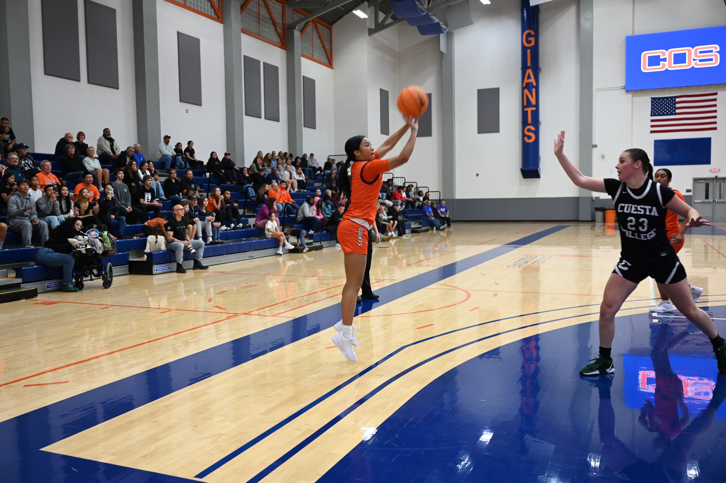 College of the Sequoias' Kalysa Phanhsavang (1) taking a shot in the game versus Cuesta College on November 11, 2025. (Norma Foster / COS Athletics)