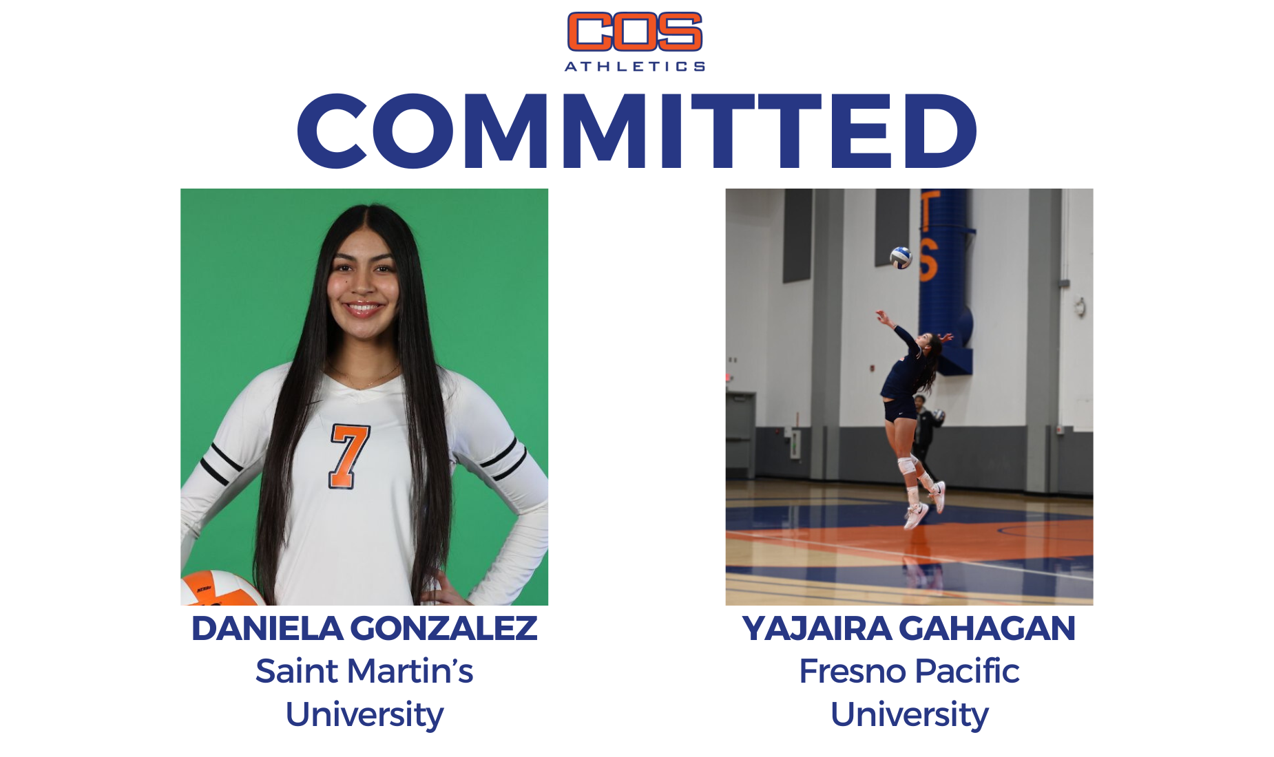 Two COS Volleyball Players Commit to Four Year Schools